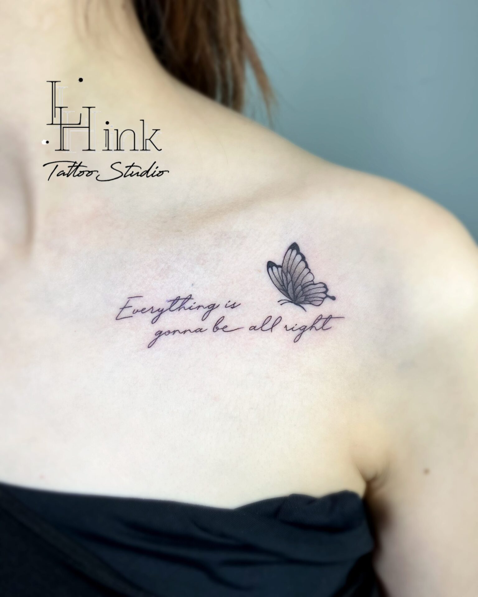 東京吉祥寺のタトゥースタジオLH ink Tattoo Studioで施術した lettering＆butterfly