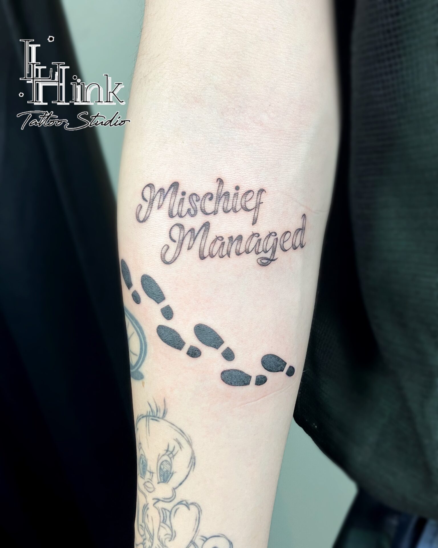 東京吉祥寺のタトゥースタジオLH ink Tattoo Studioで施術した 「忍びの地図」（The Marauder’s Map）