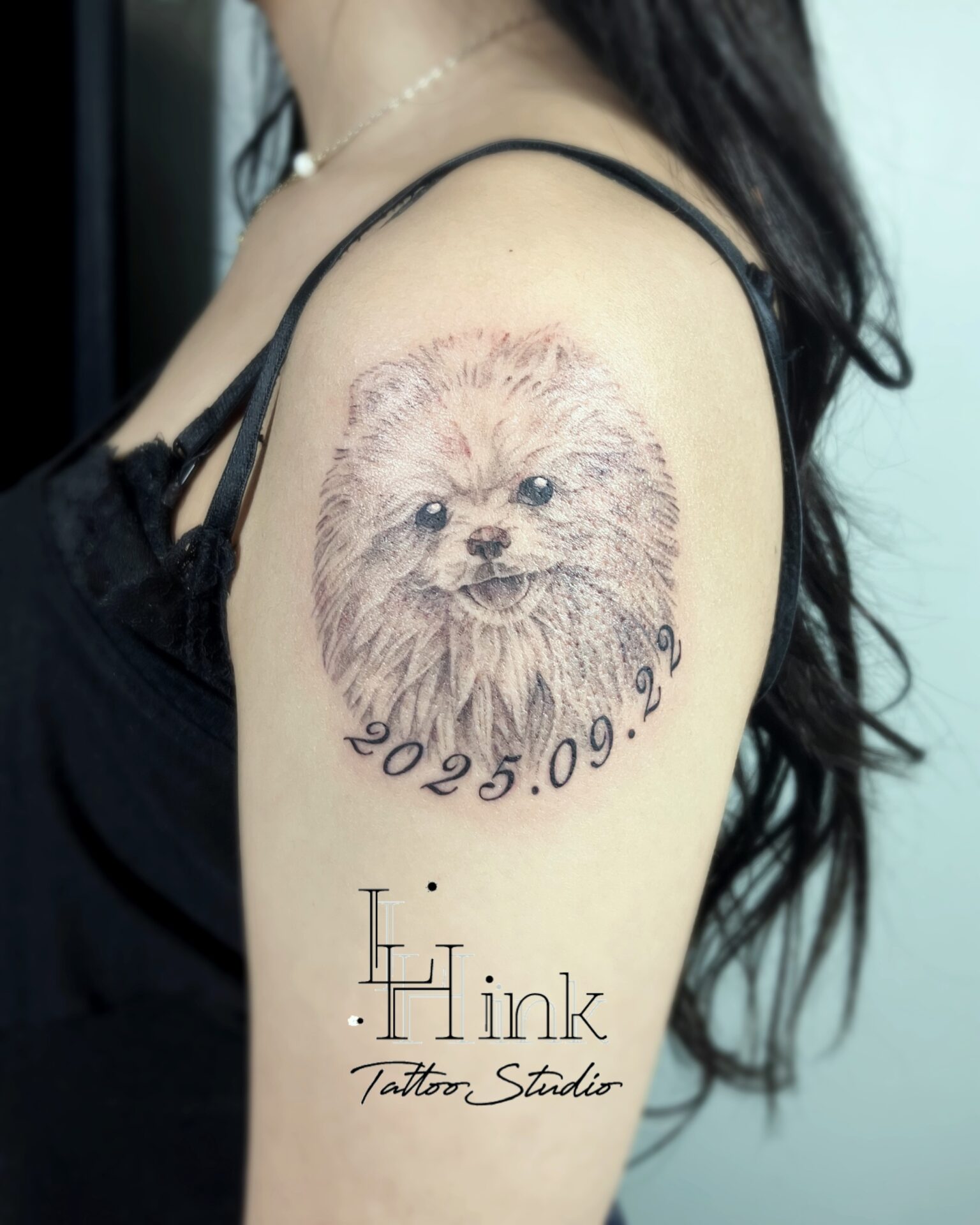 東京吉祥寺のタトゥースタジオLH ink Tattoo Studioで施術した 愛犬と日付
