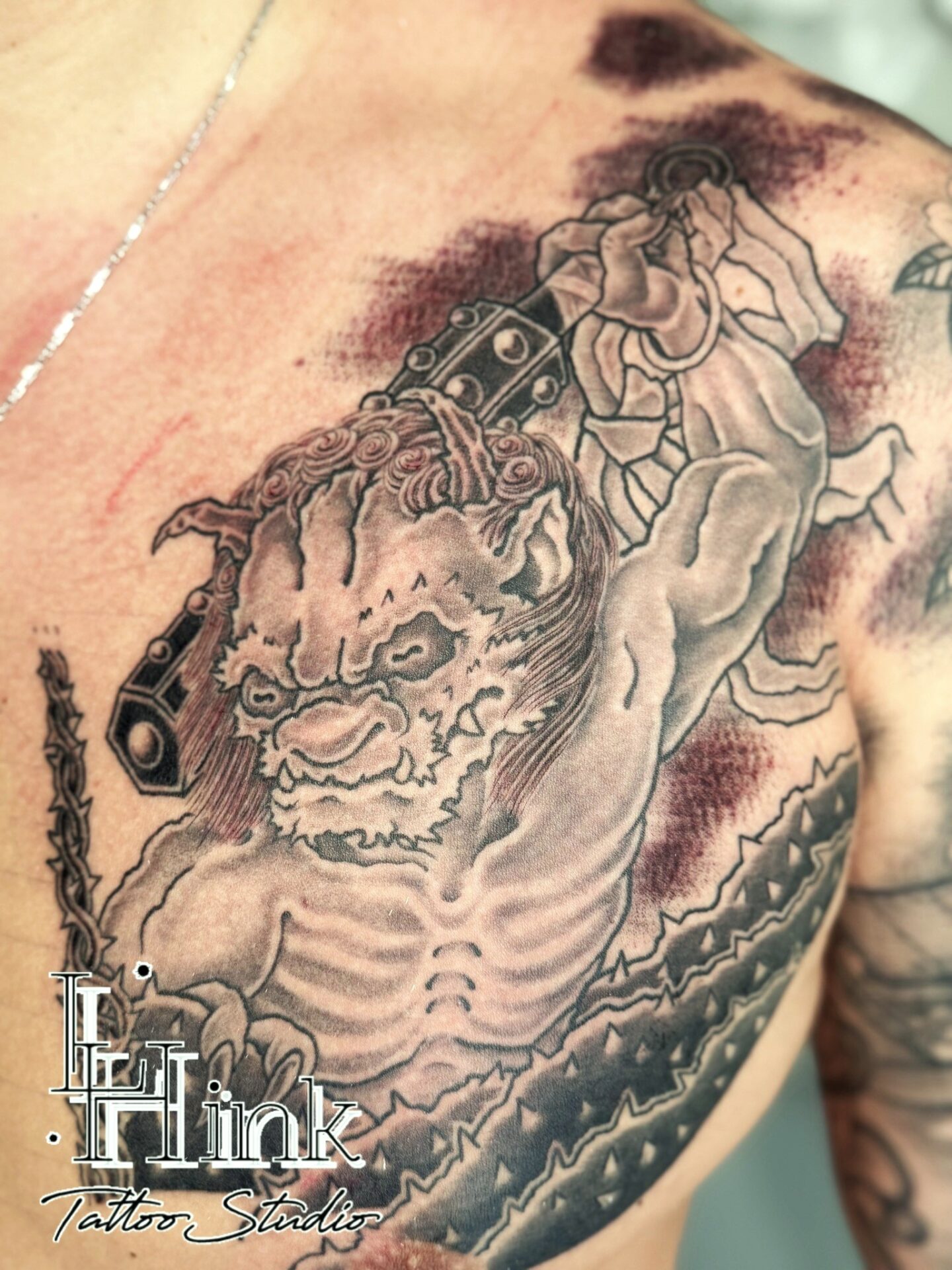 東京吉祥寺のタトゥースタジオLH ink Tattoo Studioで施術した 鬼に金棒
